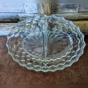 Vintage Authentic Fostoria American Crystal 2 Slot Relish Dish